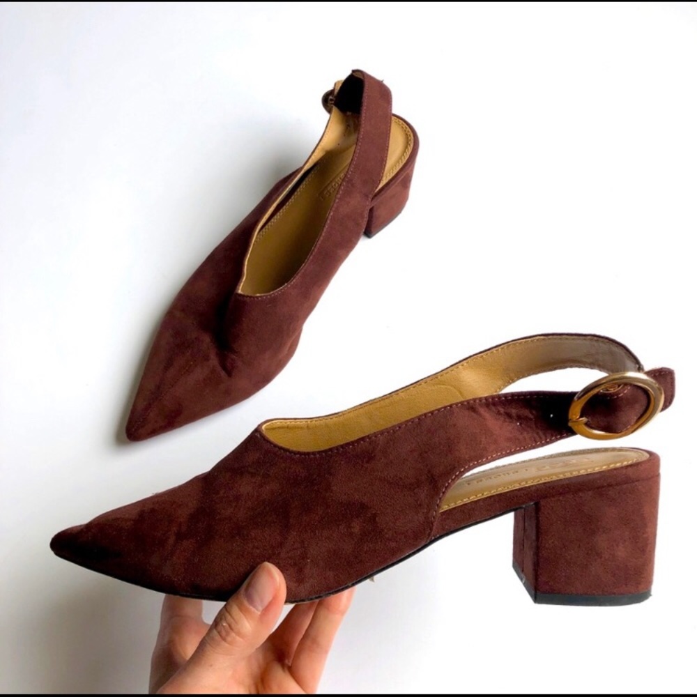ASOS Pointed Toe Brown Suede Slingback Size 8